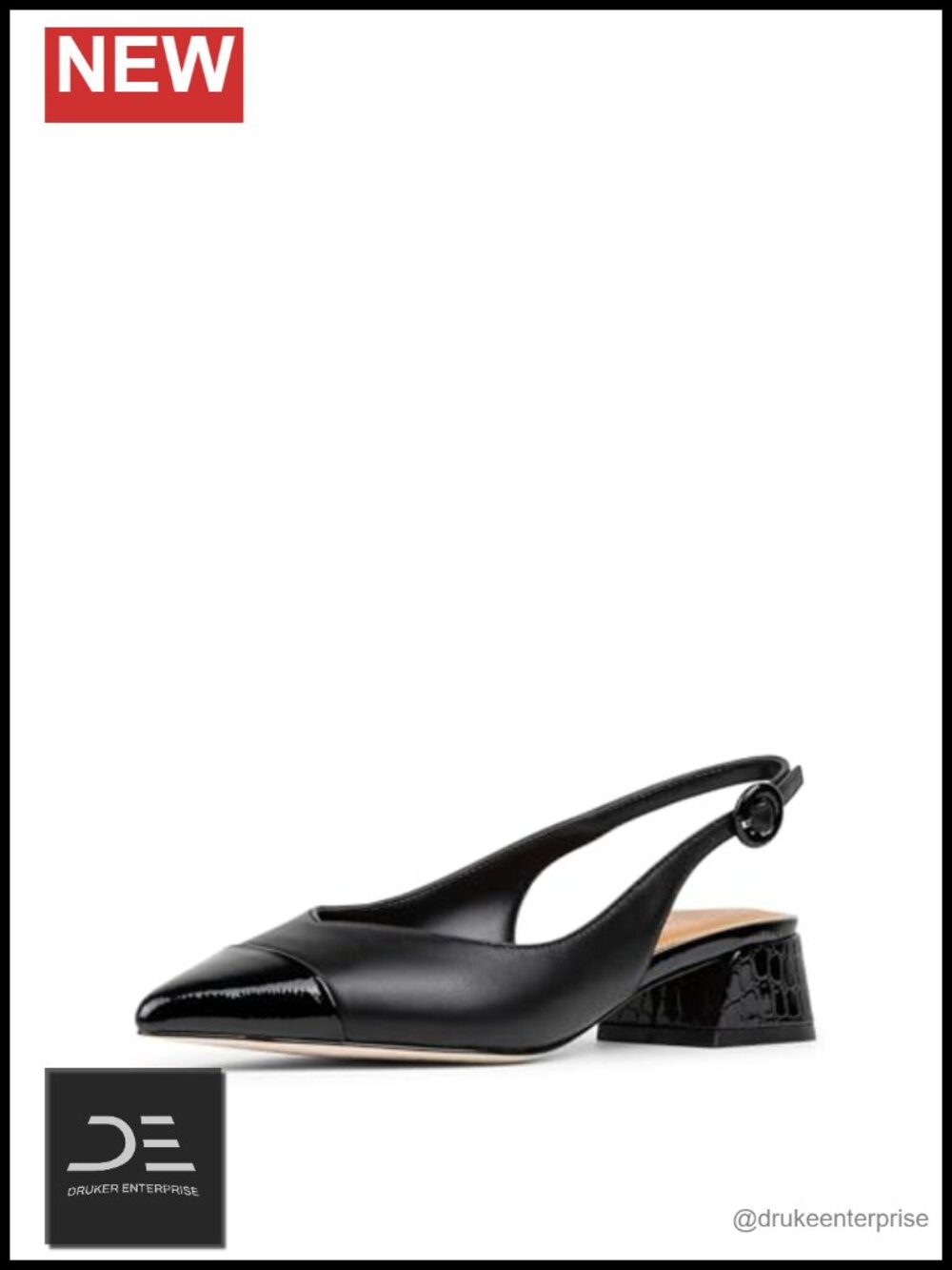 Women's Payton Slingback Pump - Pointed Toe Low Block Heel Dress Shoe